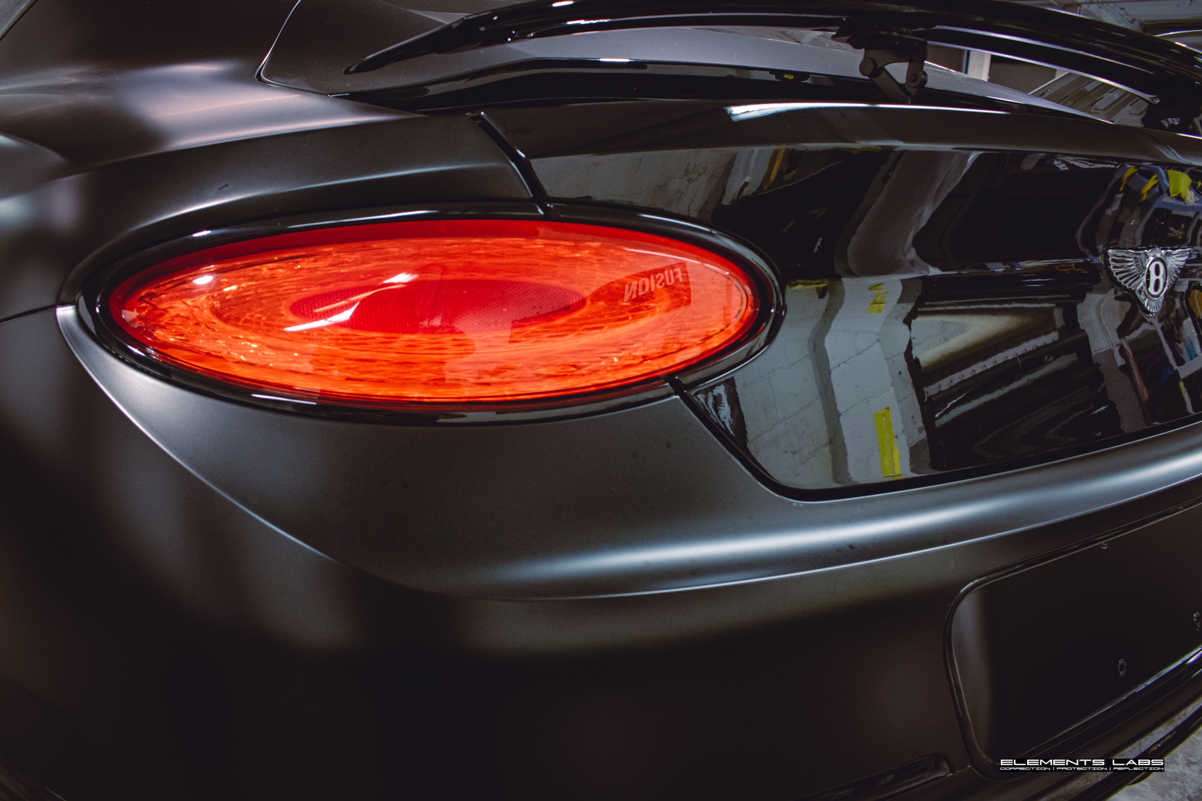Taillight detail on a Bentley Continental GT matte/satin PPF finish