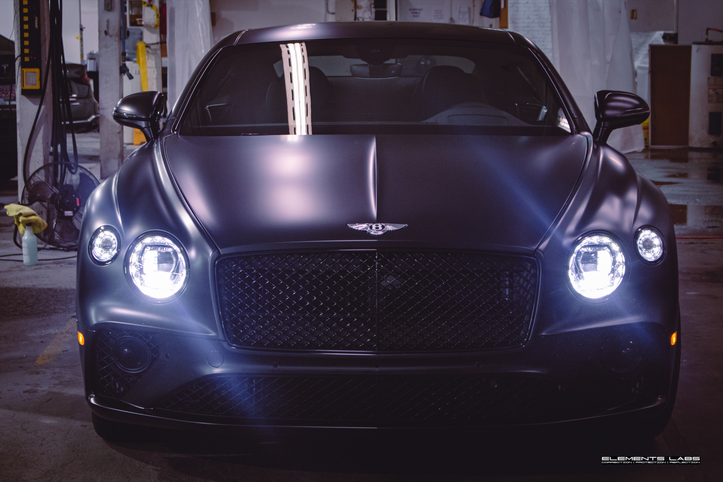 Front view of a Bentley Continental GT matte/satin PPF finish