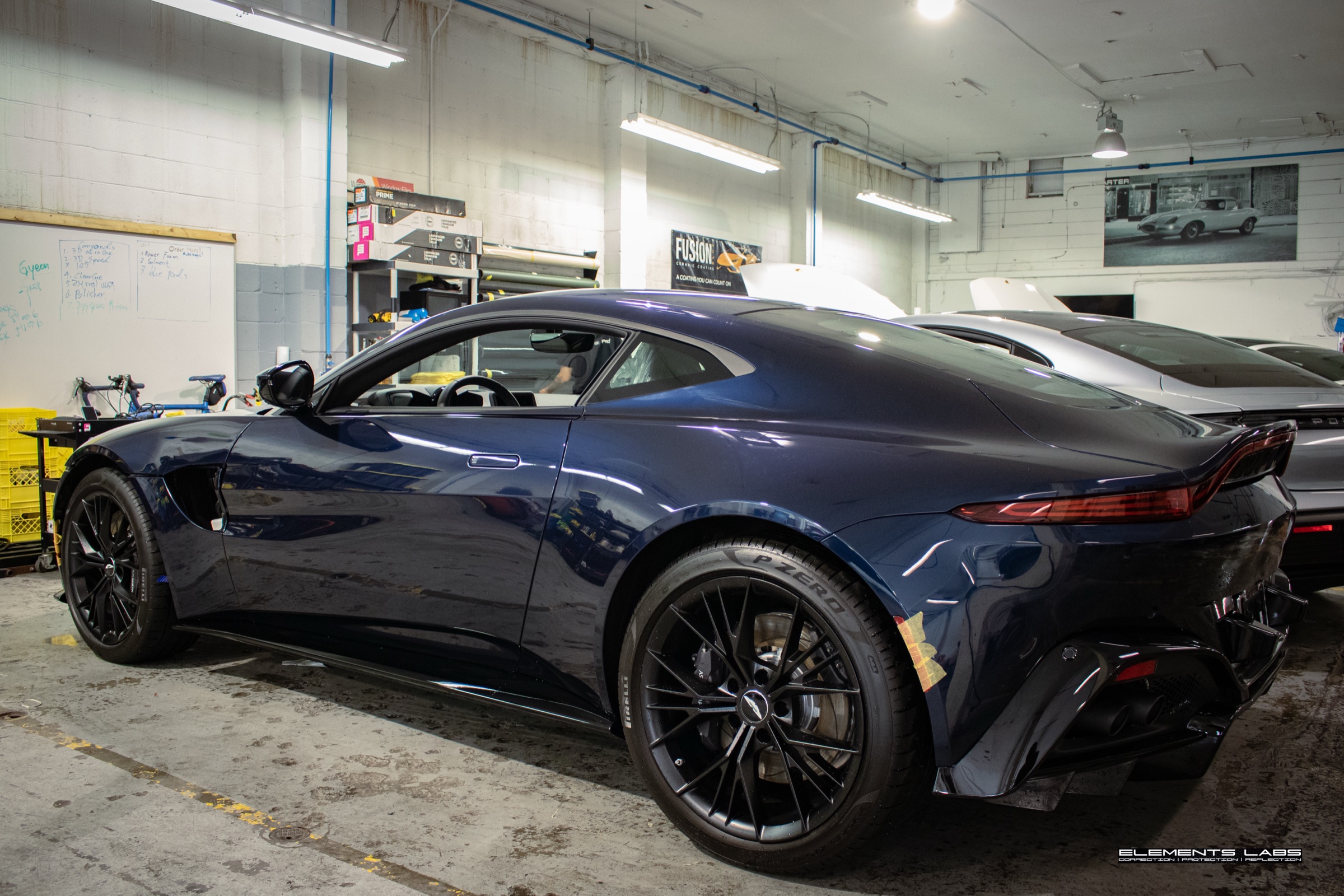 Side profile of a 2022 Aston Martin Vantage Coupe V8 prepared for full PPF