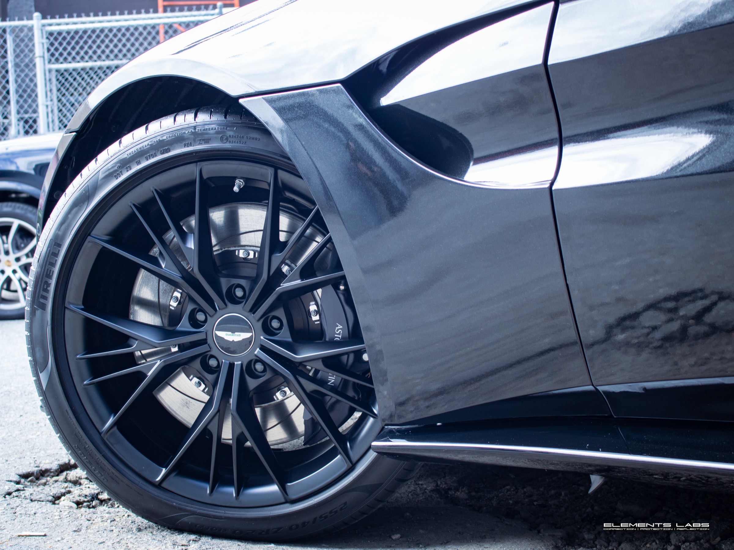Wheel and fender detail on a 2022 Aston Martin Vantage Coupe V8