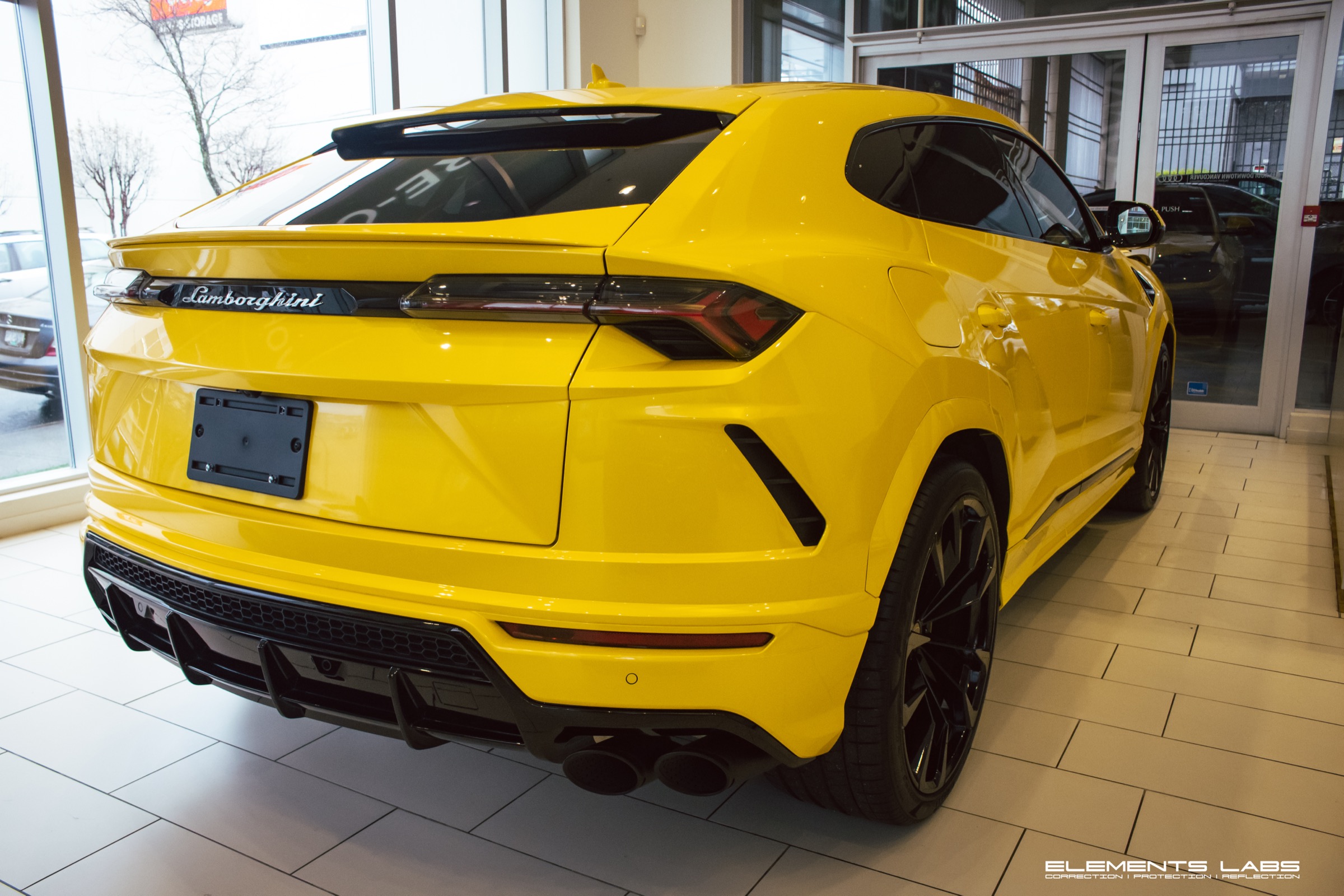 Rear detail of a 2022 Lamborghini Urus Base after front-end PPF and ION ceramic coating