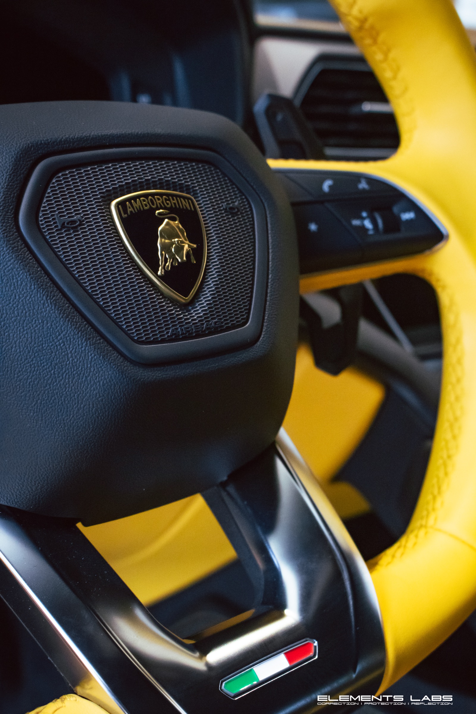 Steering detail on a 2022 Lamborghini Urus Base proof project