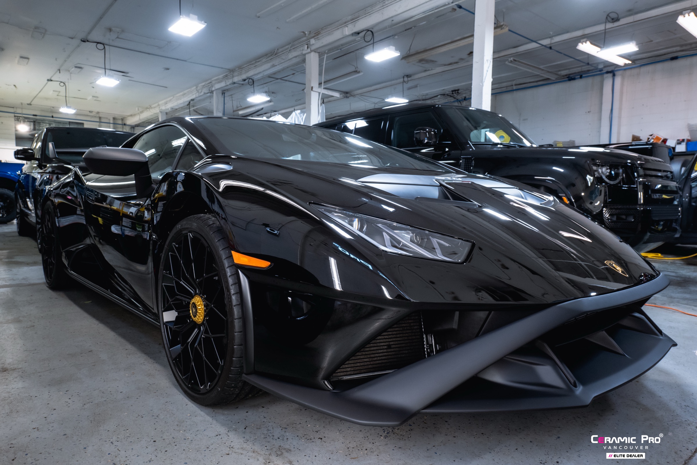 Front result view of a 2023 Lamborghini Huracan EVO Coupe after full PPF and ION ceramic coating