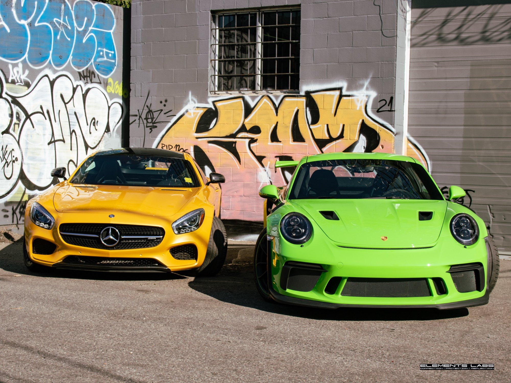 2017 Mercedes-AMG GT S Coupe and 2019 Porsche 911 GT3 RS Front End PPF and Ceramic Pro Ultimate ION project at Elements Labs