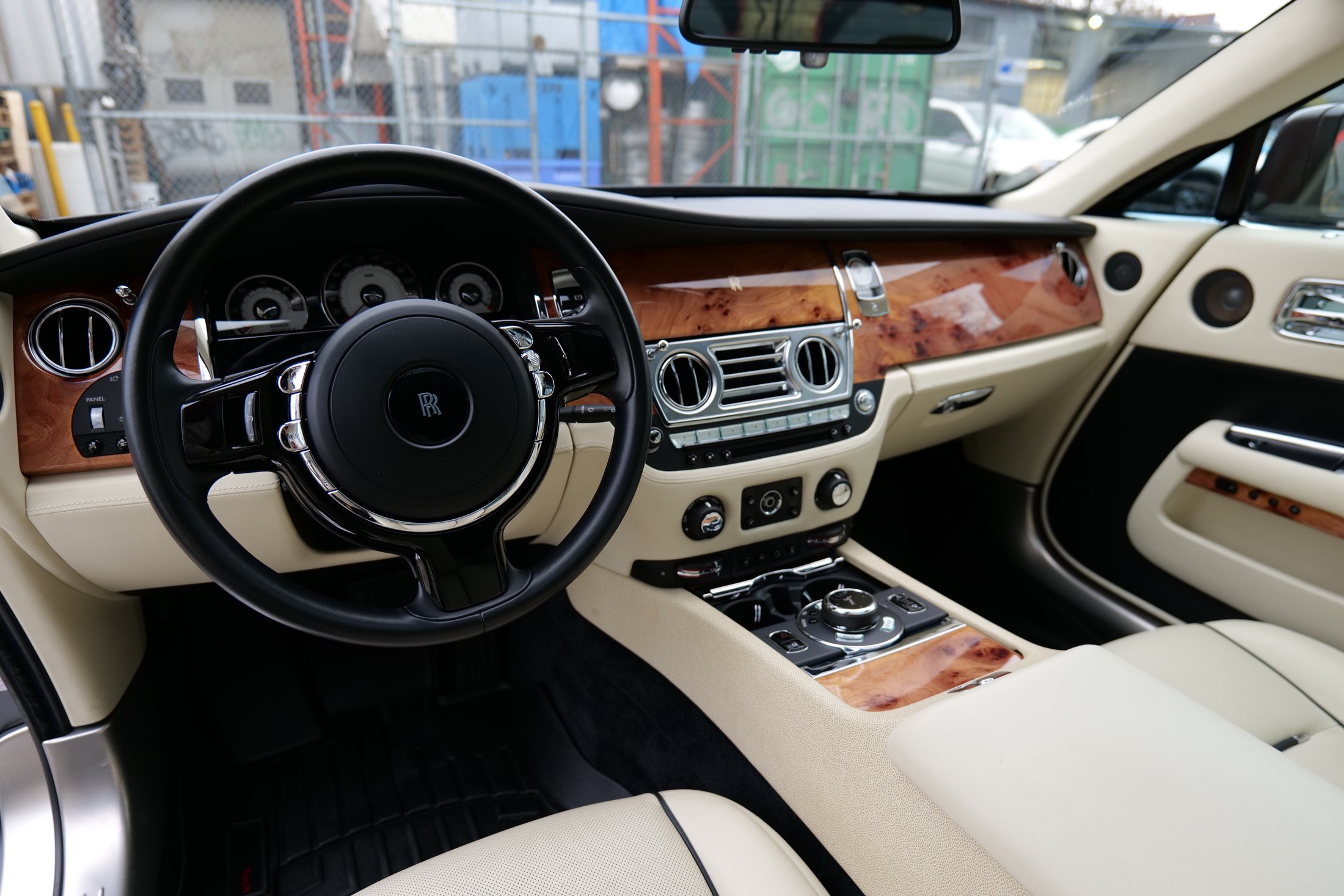 White leather interior of a 2016 Rolls-Royce Wraith protected with interior ceramic